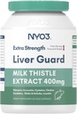 NYO3 חלב Thistle Liver Detox תוספת של 400 מ"ג עם Dandelion Root & Artichoke Silymarin, 60 קפסולות Liver Cleanse Liver תומך Herbal Health, Antioxidant Support