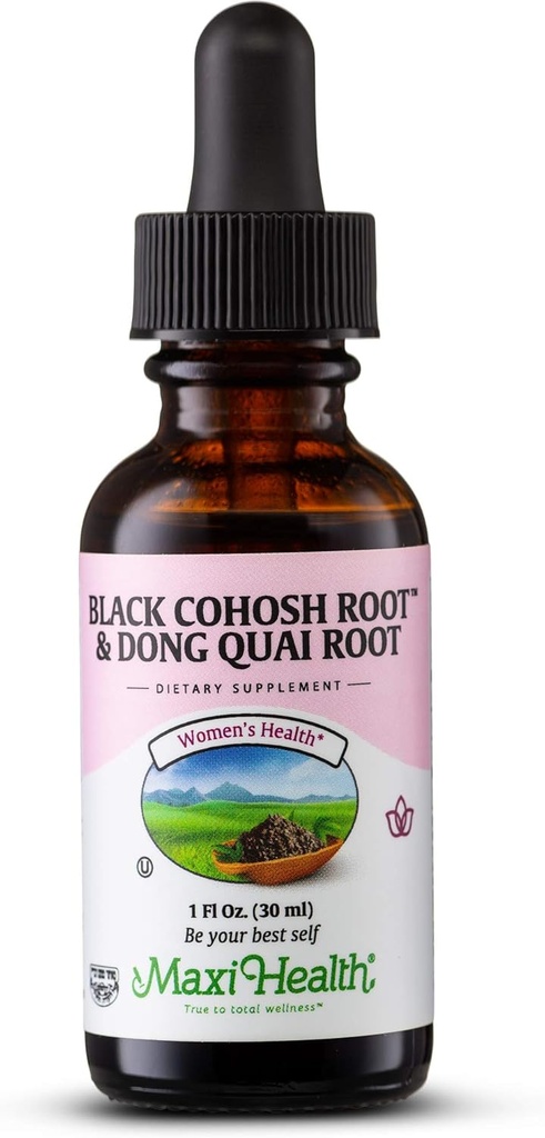 Maxi Health Black Cohosh Root e Dong Quai Root Extract - Fórmula feminina, 1 frasco Fl Oz - Kosher