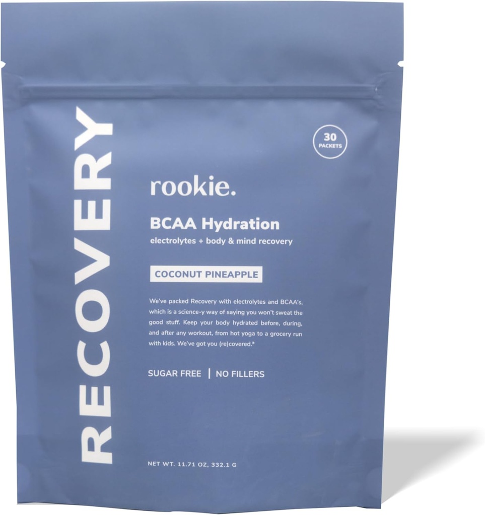 Rorie Wovery BCAA - Electrolyte i BCAA Powder amb 5 g de Chabinat Chameno Acids per Musclecovery, Electrolytes per a Hydration, & Només 10 Calies (30 Servings, coco Pinya)