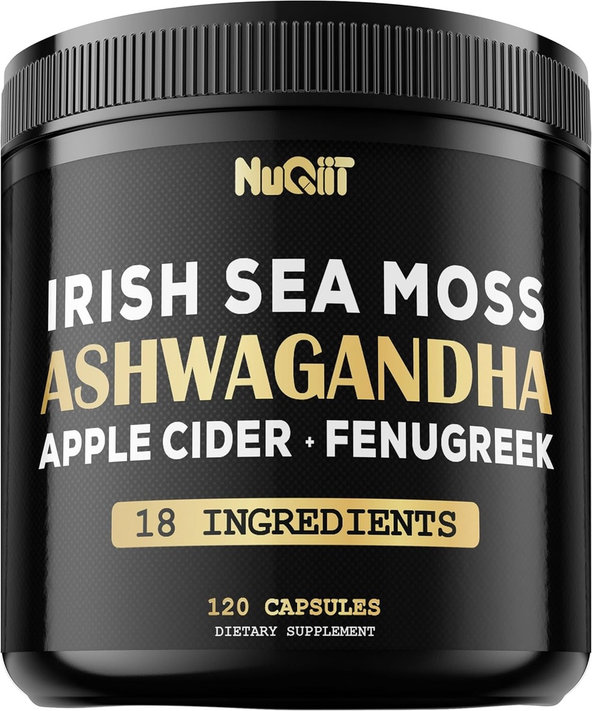 Bio Ashwangdha Kapseln 15000mg Irish Sea Moss Apfel Apfel Apfelessig &amp; Mehr - Unterstützung Gehirn Gesundheit, Stärke & Immunsystem - 120 Vegan Kapseln