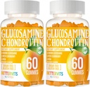 Glucosamine Chondroitin Gummys配有MSM和Melderberry Extra 力量——联合支持,成人、男女抗氧化剂免疫支持补充 120 橙色古米