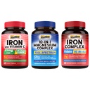10 in 1 Magnesium Complex & Iron Supplement, 65mg Carbonyl Iron with 250mg Vitamin C & 5 in 1 Iron Complex