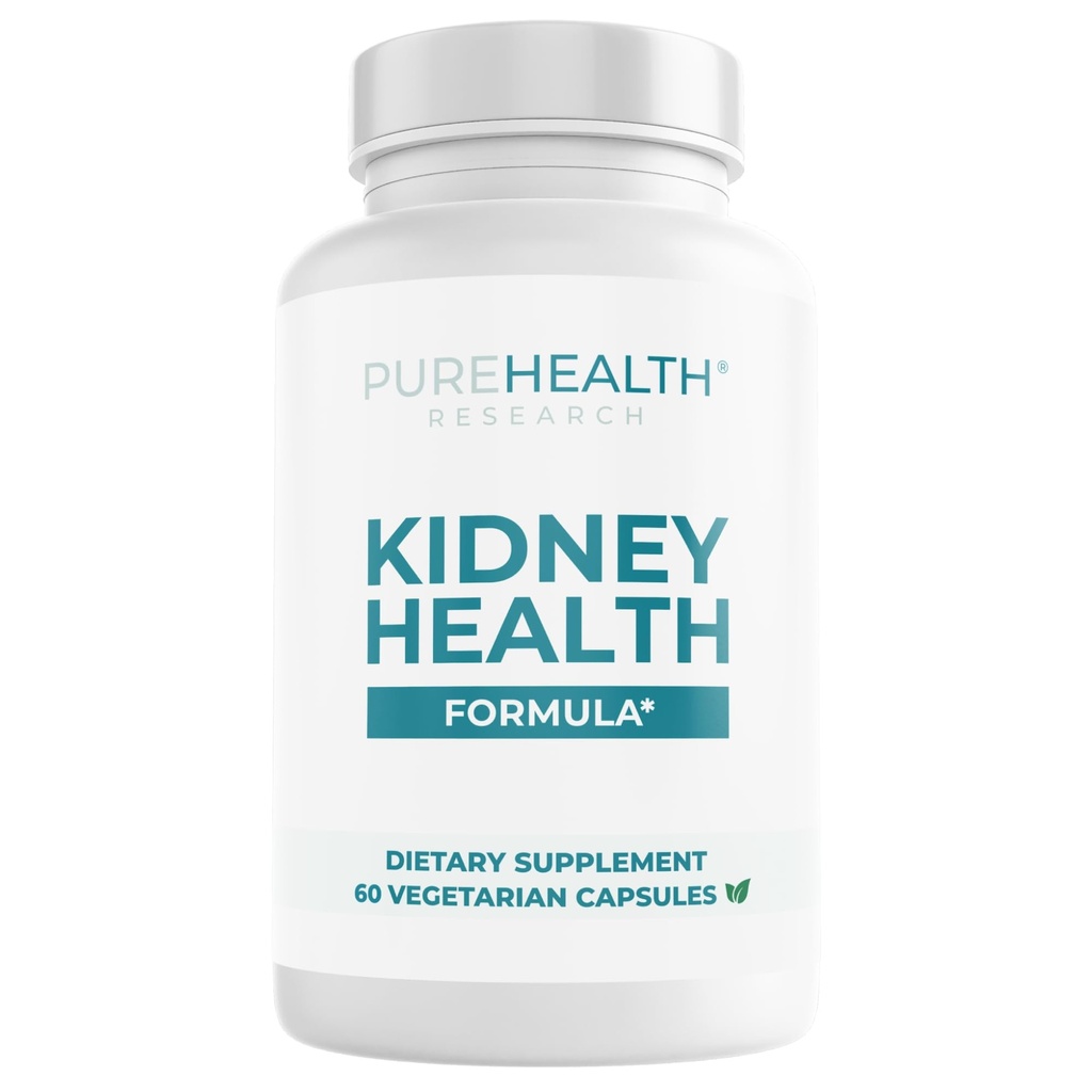 PUREHEALTH RESEARCH Kidney Health Formula - Kidney Cleanse Detox & Repair Support Supplement - with Berberine HCL, Chanca Piedra, Saffron, Grape Seed, Turmeric Root, Magnesium & More - 60 Capsules