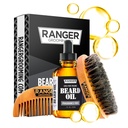 Beard Kit על ידי Ranger Grooming Company על ידי Leven Rose, 100% ריח טבעי אורגני חינם שמן דובדבן, Boar Bristle Beard Brush, Natural Wood Comb Beard Care Starter Set for Men