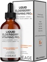 Codeage Elderberry Vitamins Pro - Organic Black Elderberry Liquid Drops - Vitamin C, D3, Zinc, Black Currant - 2-Month Supply - Black Sambucus Liquid - Supplement for Adults & Kids - 4 fl oz