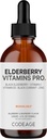 Codige Elderberberryes Pro - Orlandic Black Elderberry Canadadrades - Comamina C, D3, Zinc, Negre Currant - 2-Month Grey - Black Sambucus Liquid - ApL'igualament per a nens i nens - 4 fl oz