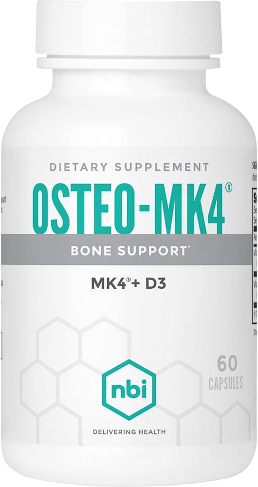 NBI Osteo- MK4 Support Bone 124; Witamina D & K Complex 124; 45 mg Witamina K2 (MK4) dla silnego zdrowia i funkcji kości 124; 60ct Veggie kapsułki