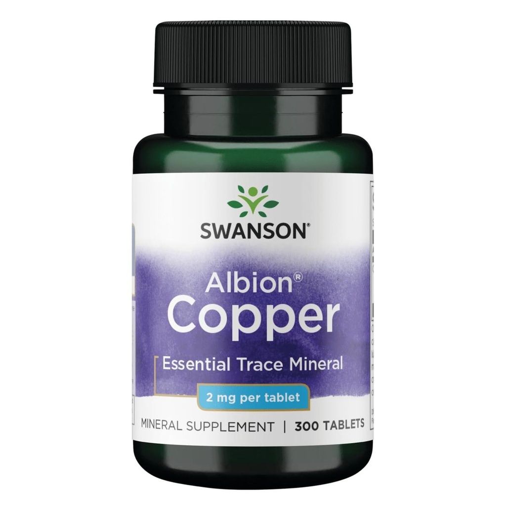 Swanson Copper Chelate Mineral Supplement for Adults Seeking Antioxidant, Immune, and Red Blood Cell Support - 2 mg (300 Tablets, 2 Pack)