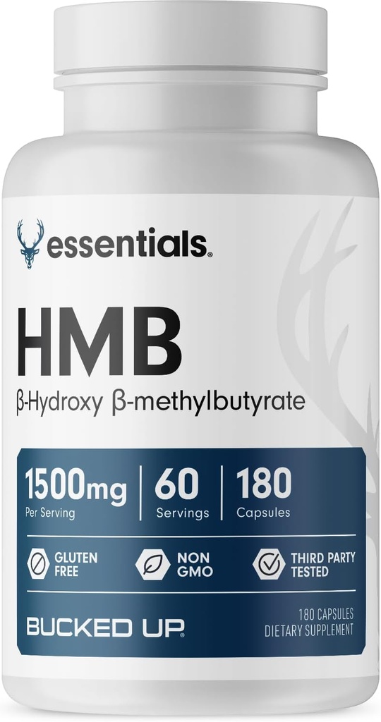 Bucked Up HMB (Beta- Hydroxy Beta- Methylbutyrate) 1500mg Per Serving, Essentials (60 Servings, 180 Kapsul)