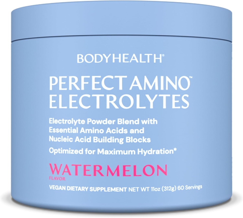 BeHealth perfectAmino Electrolytes Powder No Sugar, Keto Sugar Free Fasting Electrolytes Drink Mix, Hydration Powder with Trace Minerals - Watermelon - 60 Servings