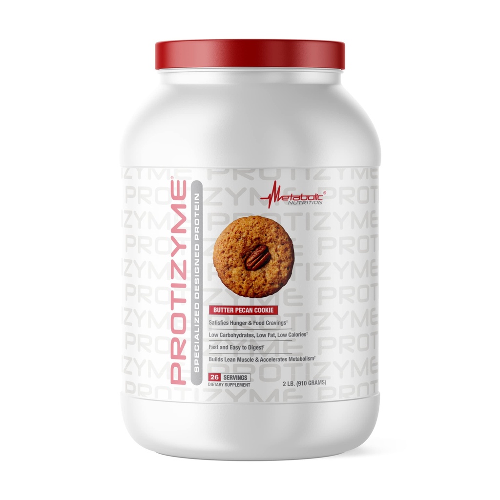 Metabolic Nutrition, Protizyme, 100% Whey Protein Powder, High Protein, Low Carb, Low Fat Whey Protein, Digestive Enzymes, 24 Essential Vitamins and Minerals, Butter Pecan Cookie, 2 Pound (26 ser)