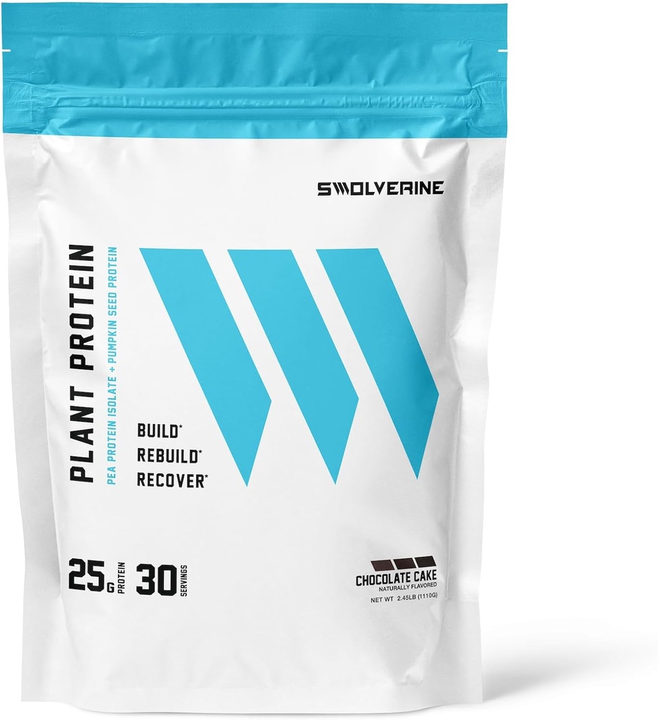 Swolverine Pflanzenprotein | 100% Vegan, Pflanzenbasiertes Proteinpulver, Pea Protein Isolate, Kürbis Seed Protein, 22G Protein, 30 Servierungen Schokoladenkuchen Geschmack (Chocolate Cake)