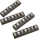 Weekly Pill Organizer - (Pack of 4) Extra Stor Vitamin Container med Jumbo Lätt att läsa Brev, BPA Gratis - Daglig Resa 7 Dag Medication Pill Box Case, (Black)