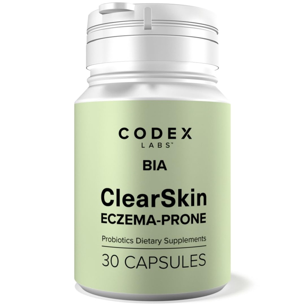 Codex Labs BIA Eczema Probiotic – 30 Capsules | Synbiotic for Eczema-Prone Skin with Clinically Proven Probiotics & Prebiotic Blueberry | Gut-Skin Barrier & Immune Support | 30-Day Supply