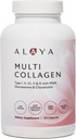 Alaya Naturals Hydrolyzed Multi Collagen Peptides Protein Capsules - Type I, II, III, V, X Grass-Fed Bovine, Chicken, Marine Collagen Supplement with MSM + GC (Capsules - 120 Count)