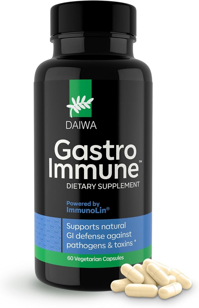 Daiwa GastroImmune - Gut Health and Immunity Supplement - ne-GMO, na proteinih osnovana formula za prebavni Wellness - 60 kapsul