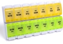 Sukuos AM PM Weekly Pill Organizer 7 gün, 2 Times A Day Medicine Pill Box Easy Push Button, Fish Oil / Supplements üçün maddələr, Clean (Yellow &Green)