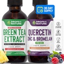 Gocce di natura Quercetin Liquid Drops 750mg | Estratto di tè verde 1000mg | Bundle