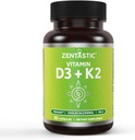 Zentastic Vitamin D3 K2, 5000IU & 200mcg, Vitamin D & Patented MK7 & MK4 for 3-in-1 Complex Support - Vegetarian, Non-GMO, 90 Caps