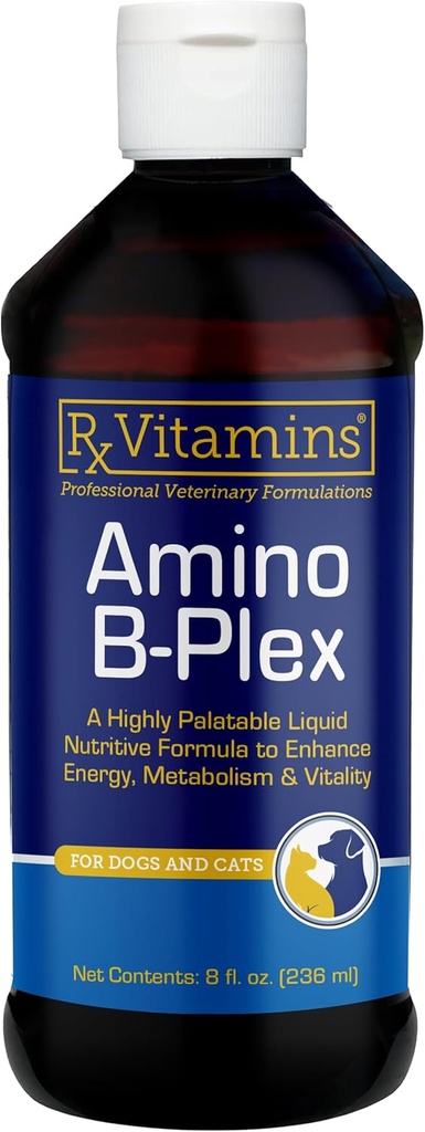 Rx Vitamiinit Amino B-Plex Cat & Dog Supplement - B-vitamiini Complex Liquid Plus Aminohapot koirille ja kissoille - ruokahalua Booster ja Kissa ja koiran painonnousu - Lisäravinteet & Vitamiinit - 8 oz