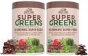 Country Farms Super Greens Chocolate Flavor, 50 Organic Super Foods, USDA Organic Drink Mix, Fruits, Vegetables, Super Greens, Mushrooms & Probiotics, Supports Energy, 40 Servings, 10.6 Oz, 2 Pack