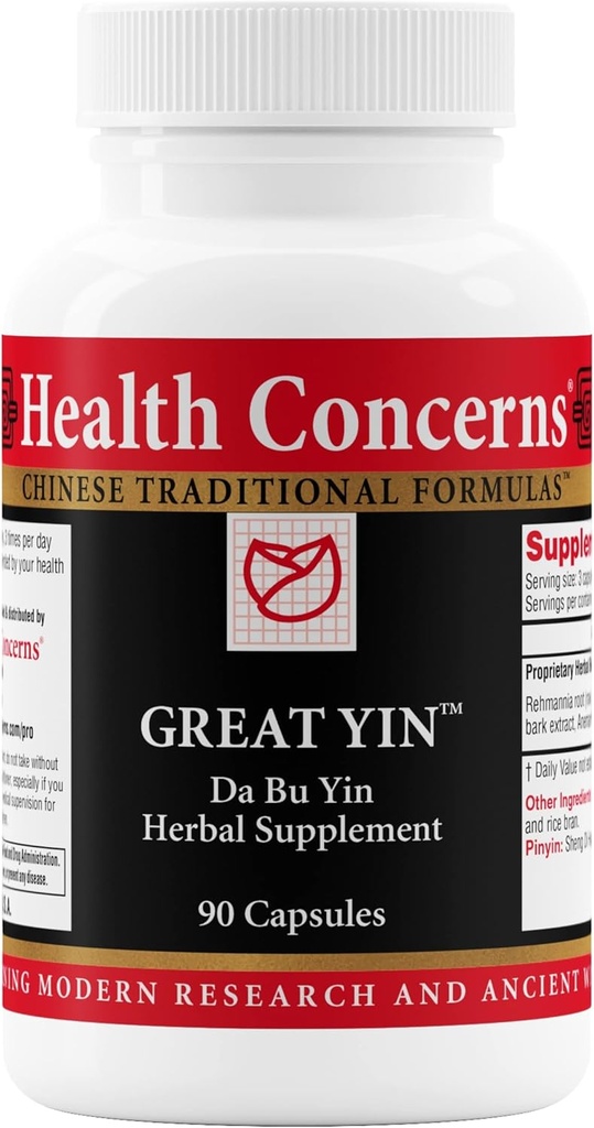 건강 Concerns Great Yin - Menopause Relief Supplement - 핫 플래시 지원 - 나이트 스웨터 & 부족 열 - 여성 건강 및 호르몬 균형을위한 전통 중국 초본 공식 - 90 캡슐