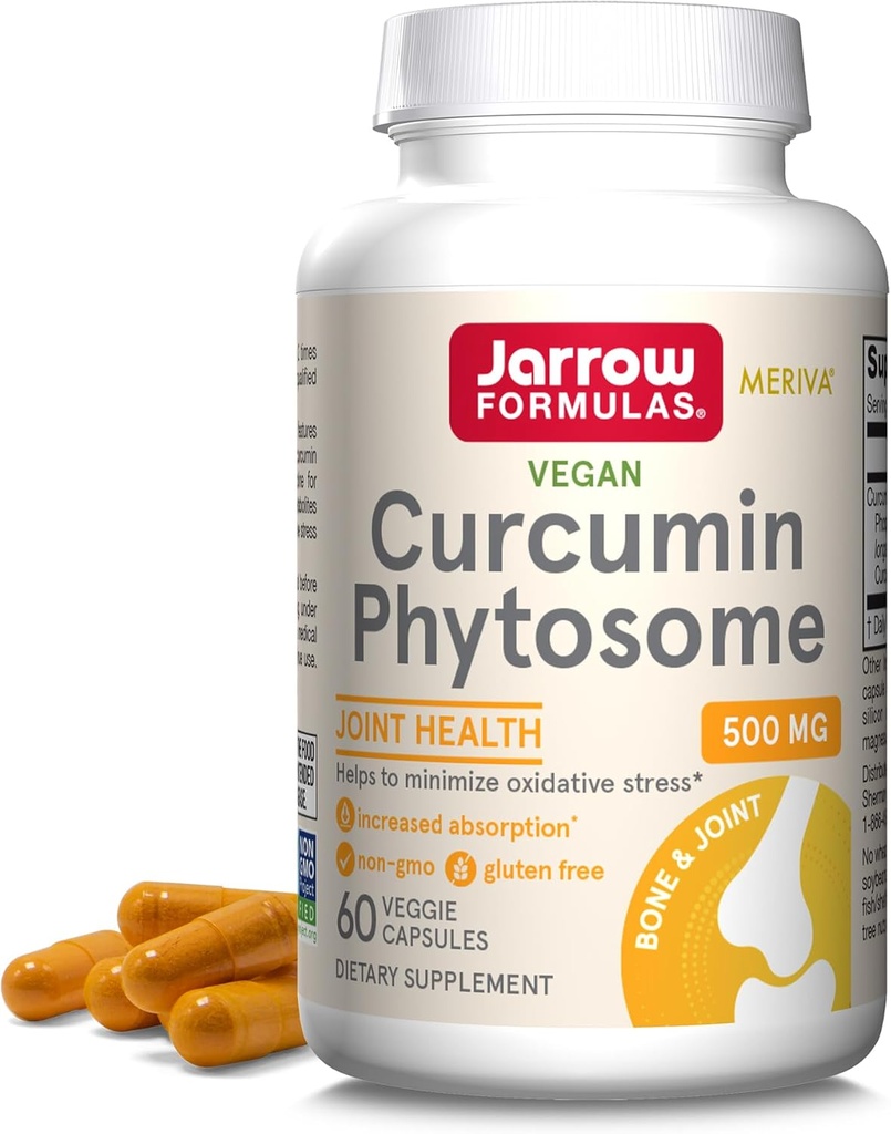 Jarrow Formulas Curcumin Phytosome 500 מ"ג - 60 קפסולות Veggie - פורמולה עם Meriva - Antioxidant תמיכה תוסף - בריאות משותפת ותמיכה - 60 משרתים