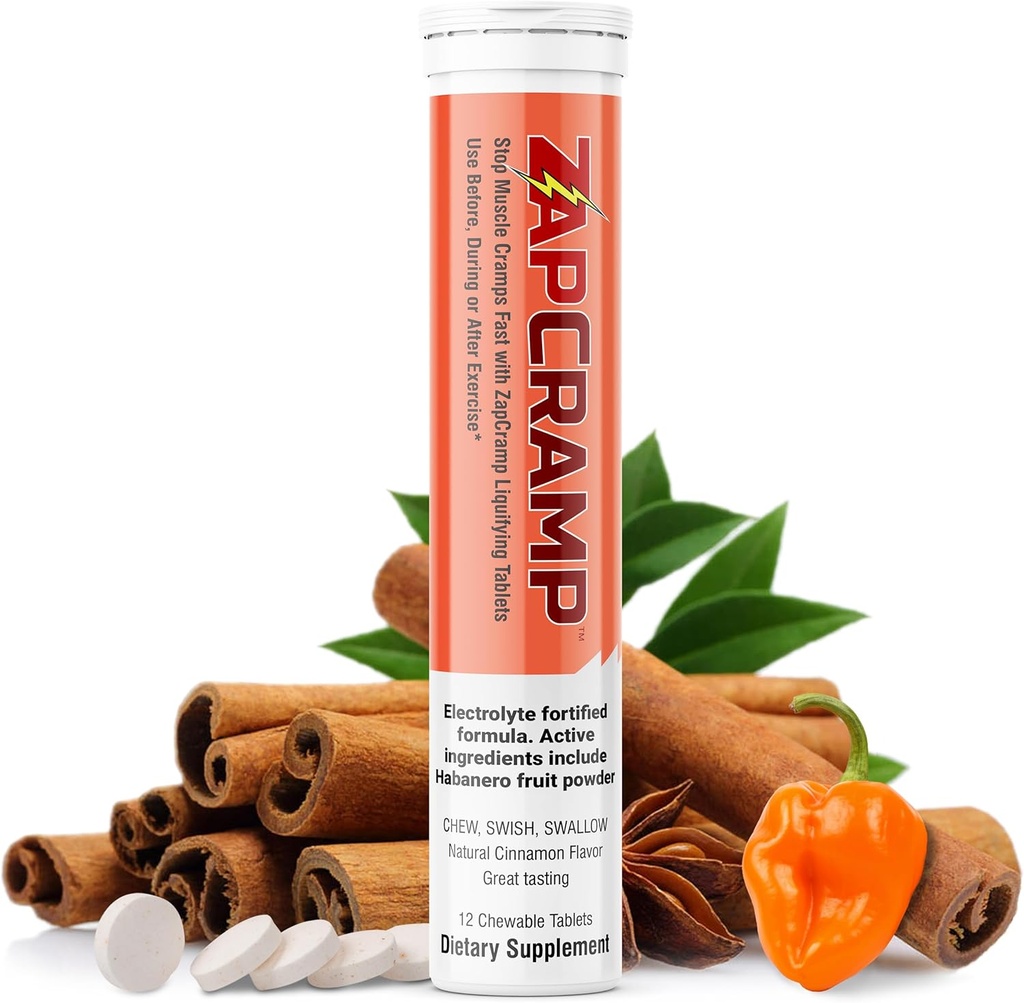 Habanero Fruit Powder Liquifying Chewable Tablets with Electrolytes for Body and Leg Cramps Relief - 12 Tablets