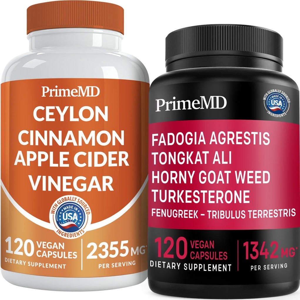 Ceylon kanel (1pk) og Fadogia Tongkat Ali (1pk) Supplement Bundle - Potent Vitaminer til hjerte, energi, muskel, testosteron, & immunforsvar - ikke-GMO, Vegan, Gluten- fri