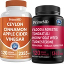 Ceylon fahéj (1pk) és Fadogia Tongkat Ali (1pk) Supplement Bundle - Potent Vitamins for Heart, Energy, Muscle, Testoszteron, & Immune Support - Non-GMO, Vegan, Gluten- Free
