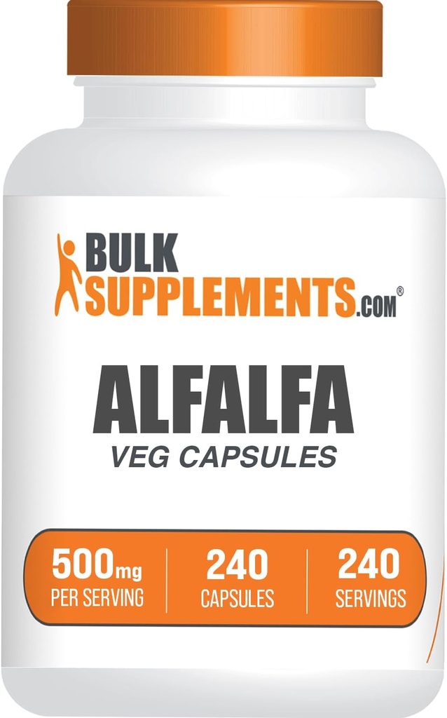 BulkSupplements.com Alfalfa Extract Capsules - Альфальфа-Додаток, Зелений надпродовольчий добавки, Альфальфа-Капсули - Клейков Безкоштовна, 1 Капсула для сервірування, 240 Veg Капсули (Pack of 1)
