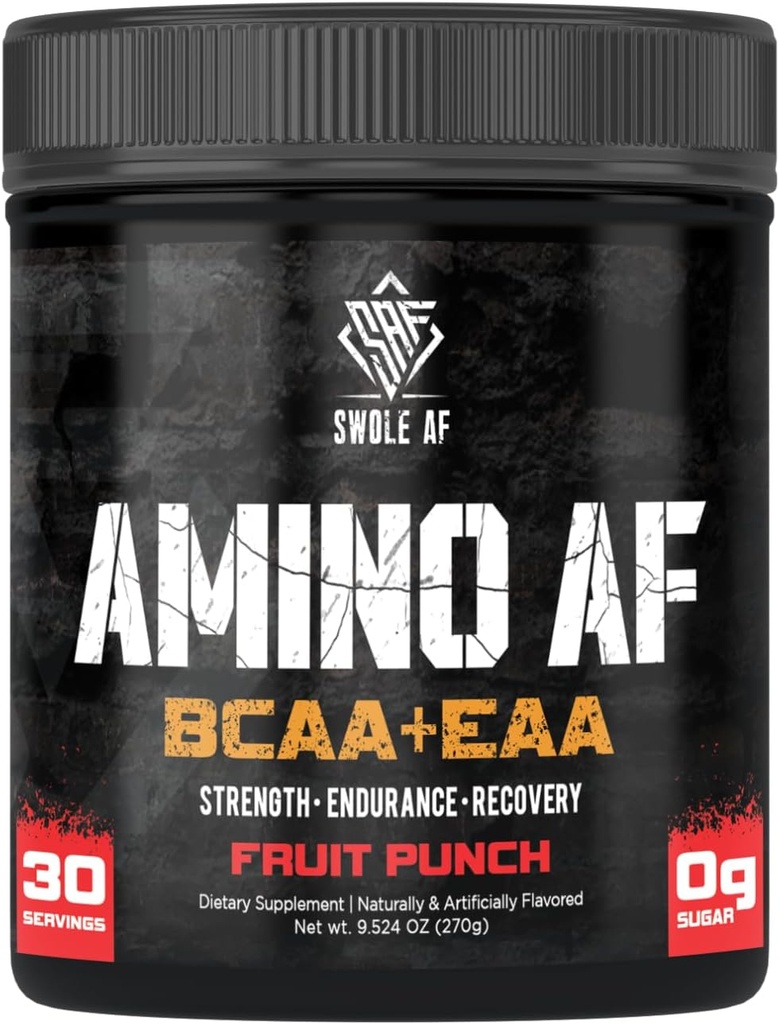 Swole AF 14; Amino AF BCAA + EAA 124; Escule Amino Acids for Muscle Gain Endurance & Recovery 124; Diet Suplemen Enhanced Mood Faster Metabolisme 124; Fruit Punch