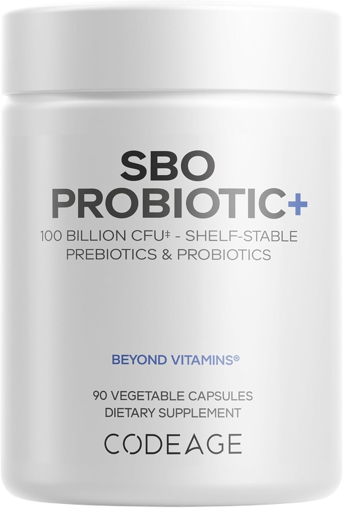 Codeage SBO Probiotics, 100 Milijonų CFUs per Serving, Multi Strain Soil Based Organisms Blend and Organic Fermented Botanical Blend, Shelf- Stable, 90 kapsulių