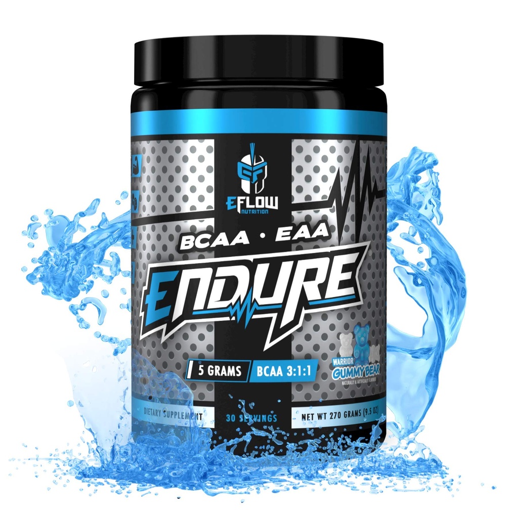 eFlow Nutrition Endure BCAA Plus EAA - Essential Amino Acids Electrolyte Powder Intra Workout - Improve Energy, Recovery and Performance - Warrior Gummy Bear(30 Servings)