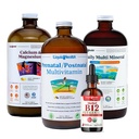 LIQUIDHEALTH Women's Health & Vitality Daily Liquid Multivitamin Bundle with Prenatal/Postnatal Multivitamin, Calcium & Magnesium, Daily Multi Mineral, & Organic Vitamin B12 Drops - USA Made, Non-GMO