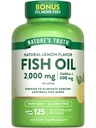 Nature's Truth Omega 3 Fish Oil 2000 mg | 125 Liquid Softgels | Burpless, Lemon Flavor Pills | Non-GMO and Gluten Free Supplement