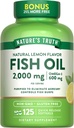 Verità della natura Omega 3 Fish Oil 2000 mg | 125 Liquid Softgels | Burpless, Lemon Flavor Pills | Non-GMO e Gluten