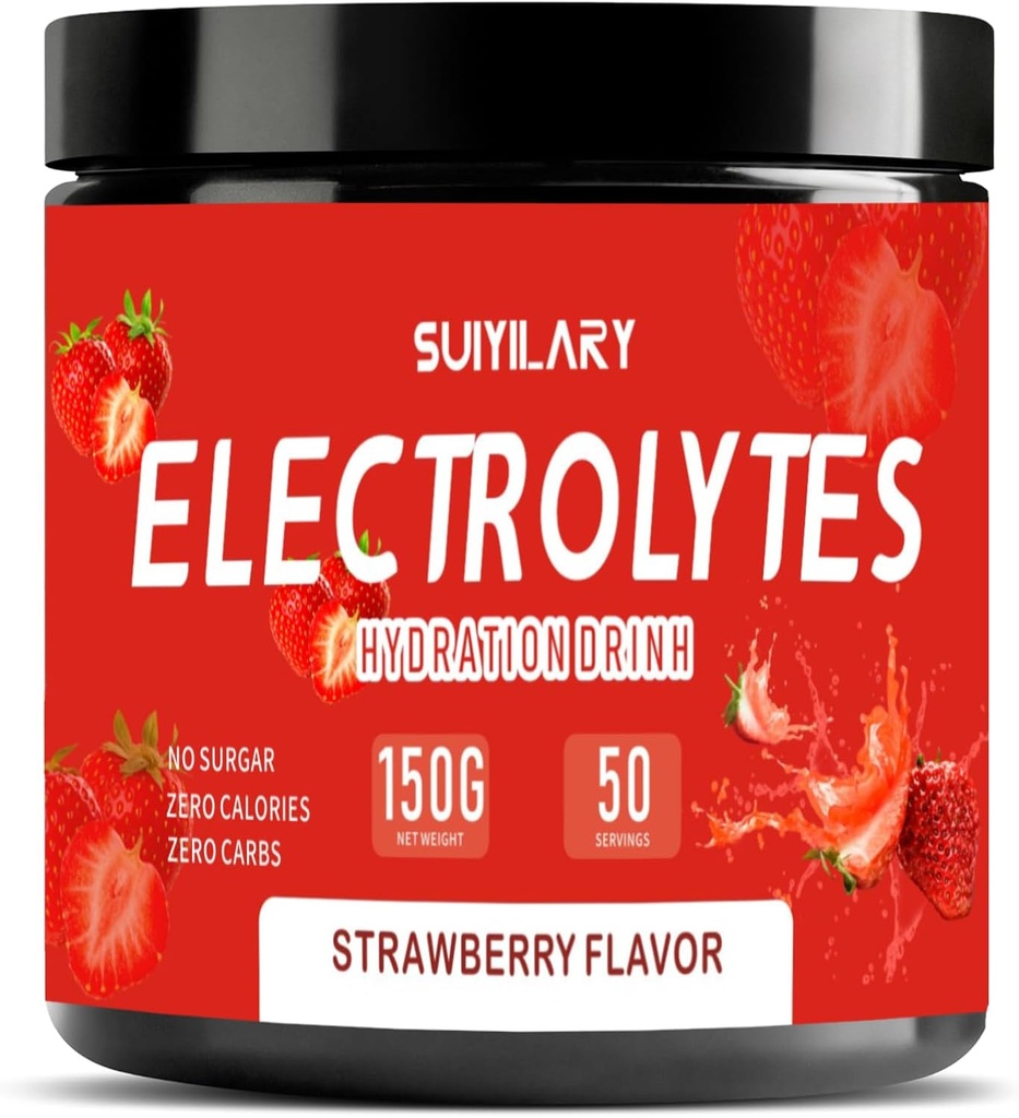 Elektrolitai Milteliai Nėra cukraus No Carbs, Keto Daily Elektrolyte Drink Mix, Kalio & Druskos hidratacijos milteliai Elektrolytes Zero Calorie Cukraus nemokamai Electrolyte milteliai, Braškių 50 Servings