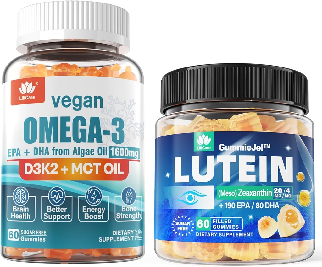 Brez sladkorja Lutein 20mg 40mg & Vegan Omega3 Gummies 1280mg