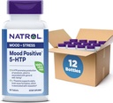 Natrol Mood Positive 5-HTP 50mg avec L-Theanine, Vitamine B6, Vitamine B12 et Folate, complément alimentaire aide à soutenir une humeur positive, 50 comprimés, 25-50 jours d'approvisionnement (paquet de 12)