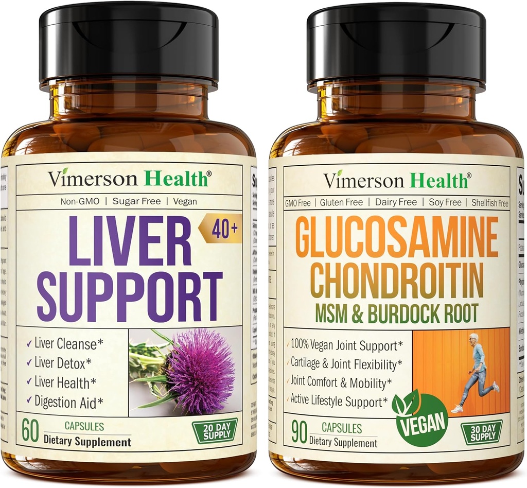 Liver Cleanse Detoks & Repair Suplemen Thistle Milk & Vegan Glucosamin Chondroitin MSM Joint Suppplemen