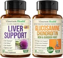 Liver Cleanse Detoks & Repair Suplemen Thistle Milk & Vegan Glucosamin Chondroitin MSM Joint Suppplemen