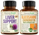 Vimerson Health Liver Cleanse Detox & Repair Milk Thistle Supplement & Vegan Glucosamine Chondroitin MSM Joint Support Supplement