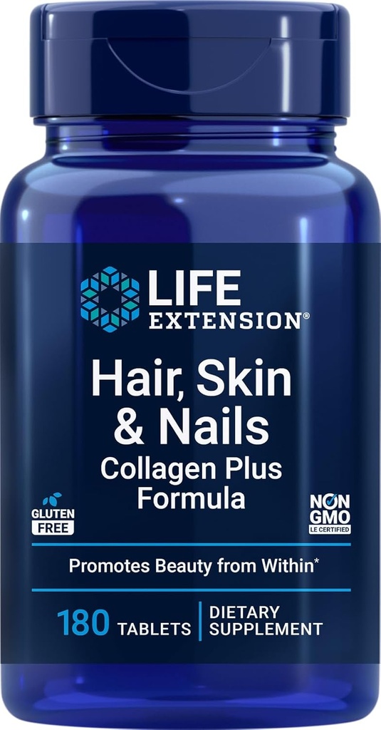 Life Extension Hair, Skin & Nails Collagen Plus Fórmula