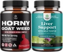 Horny Goat Weed for Men - Stamina & Energy and Liver Cleanse Detox & Repair에 대한 추가 강도 남성 보충 - Dandelion Root Choline Beetroot Artichoke Extract와 Silymarin Milk Thistle