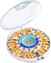 Daviky Automatic Pill Dispenser עבור Elderly עם אזעקה, 28 ימים אלקטרונית Locked Pill Box, Sound & Light מזכירים עבור תרופות, ויטמינים ותוספים (Orange)