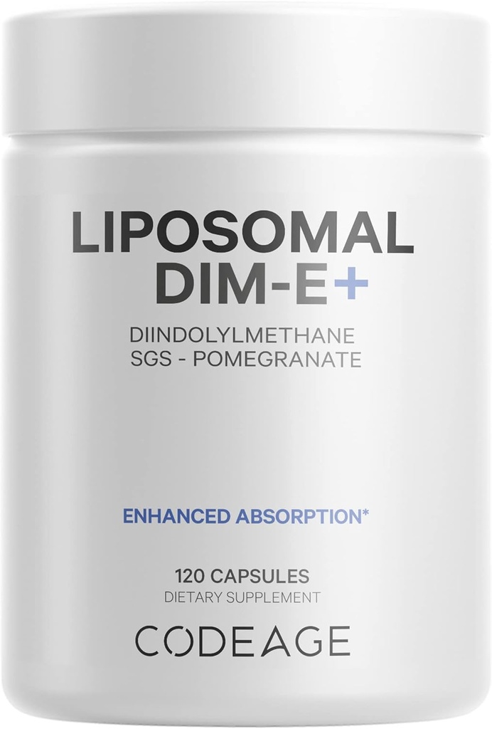 Codeforage Liposomal DIM Supplement - 4 เดือนของ DIM วิตามินและเอสจีเอส, Pomegraate, Brocoli, วิตามิน Essouls tocofers Alpha Beta Gamma Delta - สูตร Liposomal - Glute - 120 Capsuls