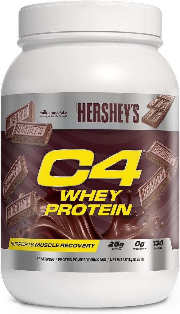 Cellucor C4 Whey Protein Powder, Hershey's Chocolate - 25g Protein, 0g Hinzugefügt Zucker, 130 Kalorien pro Servierung, Unterstützt Muskelrückgewinnung, 28 Servierungen, Premium Whey for Post-Workout
