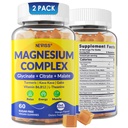 Magnesium Complex Gummies 400mg, Magneisum Glycinate Citrate Malate + Turmeric, GABA, B6 B12, Kava Kava, L-Theanine for Sleep, Calm, Relaxation, Energy, Magnesium Gummies for Women Men, Vegan, 2 Pack