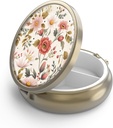 Pilal Pill Reslle Box amb Mirall Retro 3 comparament Petit Casol de Purse o Pocket Bronze Petits Roud Pill Box o Viminades, peix de peix, petroli suplementaris, Pill Convee rwines(Retro Red Flors)